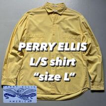PERRY ELLIS L/S shirt “size L” ペリーエリス 長袖シャツ 黄色_画像1