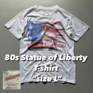 80s Statue of Liberty T-shirt “size L” 80年代 自由の女神 アメリカ国旗 Tシャツ プリントTシャツ