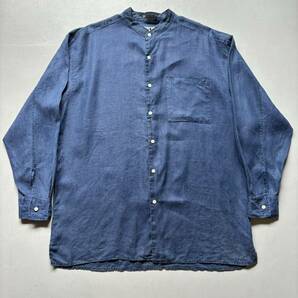 ROBERT STOCK band collar L/S shirt “indigo linen” ロバートストック バンドカラーシャツ リネンシャツ インディゴリネン 長袖シャツの画像2