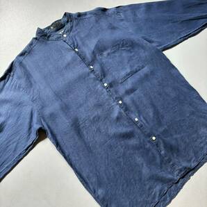 ROBERT STOCK band collar L/S shirt “indigo linen” ロバートストック バンドカラーシャツ リネンシャツ インディゴリネン 長袖シャツの画像3