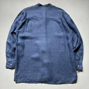 ROBERT STOCK band collar L/S shirt “indigo linen” ロバートストック バンドカラーシャツ リネンシャツ インディゴリネン 長袖シャツの画像6