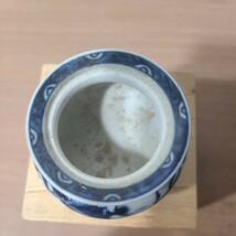 九谷焼 香炉 茶道具 香道具 三足 骨董品 龍 青 レトロ_画像6