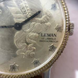 【AMT-10529】1円～LEMAN ルマン 17JEWELS コイン 紳士 メンズ 男性 手巻き 腕時計 SHOCKPROOF ゴールド コレクション ウォッチ ジャンク品の画像3