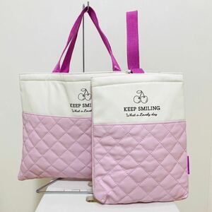 新品 定価4,048円Coboca+洗える合皮キルトレッスンバッグ .シューズバッグ　ピンク