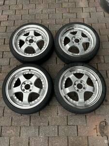 【中古】深リム STEALETH RACING ステルスレーシング 16インチ 5.5J +43 4H PCD100 タイヤホイール セット4本 タイヤおまけ165/45R16