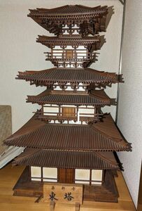 手作り　薬師寺　東塔　完成品　 木製 模型
