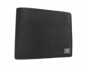 1円 ■極美品■ PORTER ポーター 吉田かばん レザー 二つ折り 財布 ウォレット 小銭入れ 札入れ メンズ レディース ブラック系 FC1166