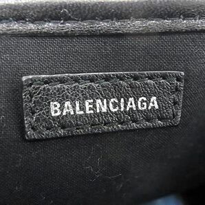 1円 ■美品■ BALENCIAGA バレンシアガ PVC×レザー ネイビーカバスS キャンバス ポーチ付き ハンドバッグ トート ブルー系 FA3559の画像6