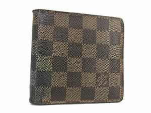 1円 LOUIS VUITTON ルイヴィトン N61675 ダミエ ポルトフォイユ マルコ 二つ折り 財布 ウォレット レディース ブラウン系 BJ1812