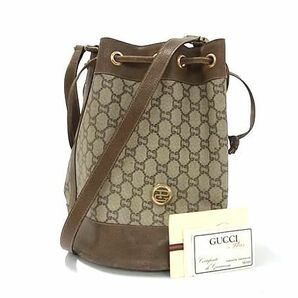 1円 GUCCI オールドグッチ ヴィンテージ GGプラス PVC×レザー ショルダーバッグ 斜め掛けかばん レディース メンズ ブラウン系 AZ0893の画像1