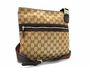 1円 GUCCI グッチ 145809 シェリーライン ホースビット GGキャンバス×レザー ショルダーバッグ 斜め掛け 肩掛け ブラウン系 AY1445