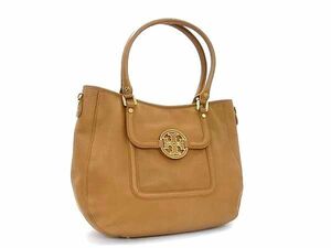 1円 ■美品■ TORY BURCH トリーバーチ アマンダ レザー トートバッグ ショルダーバッグ 肩掛けかばん レディース ブラウン系 AY1449