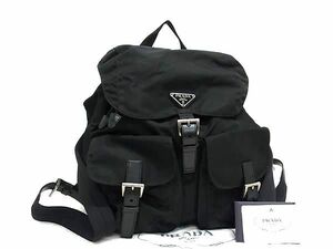 1円 ■極美品■ PRADA プラダ BZ2811 テスートナイロン 巾着型 リュックサック バックパック デイパック ブラック系 FA1392