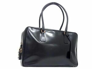 1円 ■美品■ PRADA プラダ レザー ハンドバッグ トートバッグ レディース ブラック系 FC4367