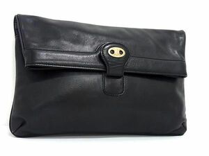 1円 ■美品■ CELINE セリーヌ マカダム レザー クラッチバッグ セカンドバッグ ハンドバッグ レディース メンズ ブラック系 FC3085