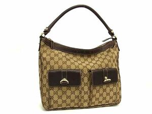 1円 GUCCI グッチ 153025 204990 GG柄 GGキャンバス×レザー ワンショルダーバッグ 肩掛けかばん レディース メンズ ブラウン系 FC3268