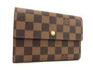 1円 ■美品■ LOUIS VUITTON ルイヴィトン N61202 ダミエ ポルトトレゾール エテュイ パピエ 三つ折り 財布 ウォレット ブラウン系 FC3657