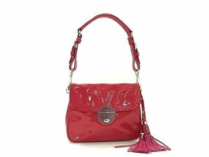 1円 PRADA プラダ パテントレザー タッセル ハンドバッグ ショルダーバッグ 肩掛け レディース ピンク系 FC3147