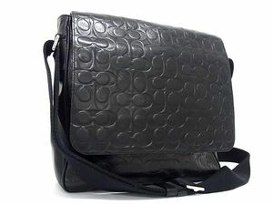 1円 ■美品■ COACH コーチ 72115 シグネチャー メトロポリタン マップバッグ レザー クロスボディ ショルダーバッグ ブラック系 FC4362