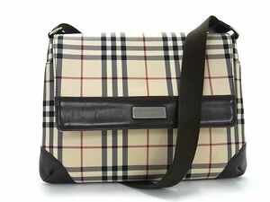 1円 ■極美品■ BURBERRY バーバリー ノバチェック キャンバス クロスボディ ショルダーバッグ 斜め掛け レディース ベージュ系 FC3545