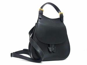 1円 CELINE セリーヌ ヴィンテージ レザー リュックサック バックパック デイパック レディース ブラック系 FC3540