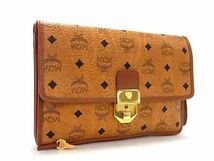 1円 ■美品■ MCM エムシーエム モノグラム ヴィセトス柄 レザー クラッチバッグ セカンドバッグ レディース メンズ ブラウン系 FC4281_画像1