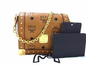 1円 ■新品■未使用■ MCM エムシーエム モノグラム ヴィセトス柄 レザー チェーン ショルダーバッグ マルチケース ブラウン系 AW5078