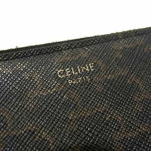 1円 ■美品■ CELINE セリーヌ マカダム柄 PVC ラウンドファスナー 長財布 ウォレット 小銭入れ ブラック系×ブラウン系 FC3356の画像5