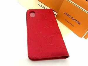 ■新品同様■ LOUIS VUITTON ルイヴィトン M63588 モノグラムアンプラント フォリオ 手帳型 iPhoneX/Xs対応 スマホケース レッド系 AV8726