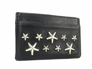 1円 JIMMY CHOO ジミーチュウ スタースタッズ レザー カードケース パスケース カード入れ 定期入れ レディース ブラック系 AX5290