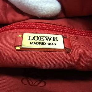 1円 ■美品■ LOEWE ロエベ アナグラム レザー トートバッグ ショルダー 肩掛けかばん レディース レッド系 AW3489の画像6