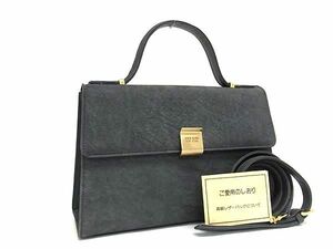 1円 ■極上■本物■美品■ ANNE KLEIN アンクライン エレファント 象革 クロスボディ 2WAY ハンドバッグ ショルダー グレー系 BF7445