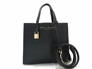 1円 ■美品■ MARC JACOBS マークジェイコブス レザー 2WAY ハンドバッグ トート ショルダー クロスボディ レディース ブラック系 FC2431