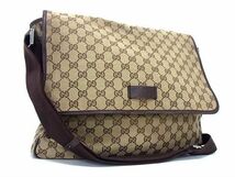 1円 GUCCI グッチ 233 052 492783 GG柄 GGキャンバス×レザー クロスボディ ショルダーバッグ 斜め掛け レディース ブラウン系 FC2345_画像1