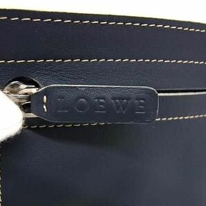 1円 ■美品■ LOEWE ロエベ レザー ポーチ マルチケース 小物入れ メンズ レディース ネイビー系 FC2366の画像5