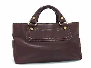 1円 ■美品■ CELINE セリーヌ ブギーバッグ レザー ハンドバッグ トートバッグ レディース ボルドー系 FC2934