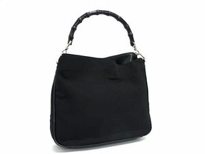 1円 GUCCI グッチ 001 1638 3444 バンブー ナイロンキャンバス ワンハンドル ハンドバッグ レディース ブラック系 FC3036