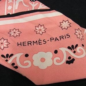 1円 HERMES エルメス Peuple du Vent【風の民】 シルク100% ツイリー リボンスカーフ レディース ピンク系 AV9870の画像3