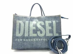 1円 ■美品■ DIESEL ディーゼル PVC×デニム 2WAY トート ハンドバッグ ショルダー 肩掛け 斜め掛け レディース ブルー系 FC0514