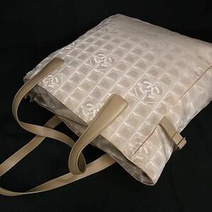 1円 ■美品■ CHANEL シャネル ココマーク ニュートラベルライン ナイロンキャンバス×レザー トートバッグ ベージュ系 AV7430の画像3