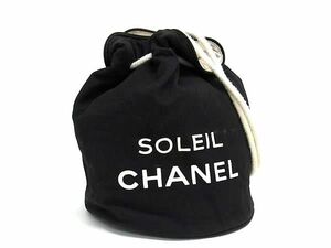 1円 CHANEL シャネル ロゴ キャンバス 巾着型 プールバッグ ショルダーバッグ 肩掛けかばん レディース ブラック系 AZ0894