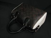 1円 ■美品■ COACH コーチ F57495 シグネチャー PVC×レザー 2WAY ハンドバッグ ショルダー 斜め掛けかばん ブラウン系 FC2678_画像3