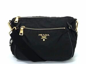 1円 ■美品■ PRADA プラダ テスートナイロン クロスボディ ショルダーバッグ 斜め掛けかばん レディース ブラック系 FC3094