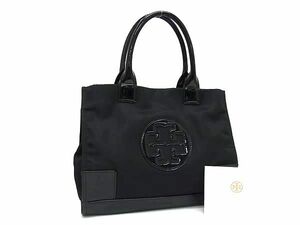 1円 TORY BURCH トリーバーチ エラ ナイロン×パテントレザー ハンドバッグ トートバッグ レディース ブラック系 FC3003