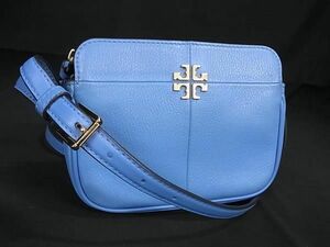 1円 ■美品■ TORY BURCH トリーバーチ レザー クロスボディ ショルダーバッグ 斜め掛けかばん レディース ライトブルー系 FC2996