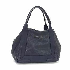 1円 ■美品■ BALENCIAGA バレンシアガ 339933 ネイビーカバスS レザー ハンドバッグ トート レディース ネイビー系 FC2535の画像1