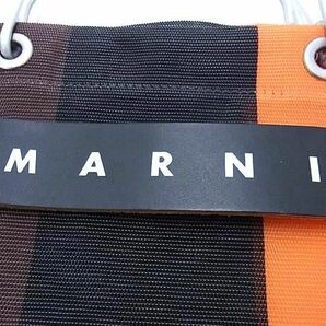 1円 ■美品■ MARNI マルニ フラワーカフェ マーケット ナイロン ストライプ ハンドバッグ トートバッグ マルチカラー AW6757の画像6