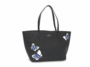 1円 ■美品■ kate spade ケイトスペード PXRU5795 レザー バタフライ 蝶 ハンドバッグ トート ショルダー 肩掛け ブラック系 AW7142