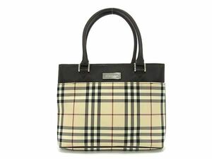 1円 ■美品■ BURBERRY バーバリー ノバチェック ナイロンキャンバス×レザー ハンドバッグ トート レディース ブラウン系 FC4314