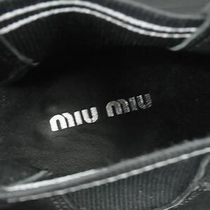 1円 ■美品■ miumiu ミュウミュウ レザー スニーカー サイズ35(約22.0cm) シューズ 靴 レディース ブラック系×ホワイト系 FC3363の画像6